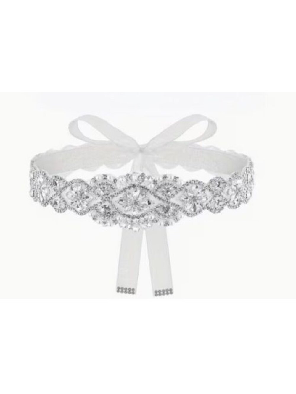 White Organza Ribbon Rhinestone Bridal Belt